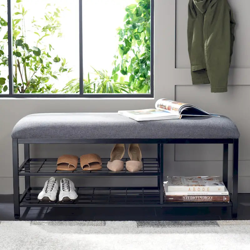 Banc à étagères ouvertes avec coussin - 42 L x 15 P x 18 H