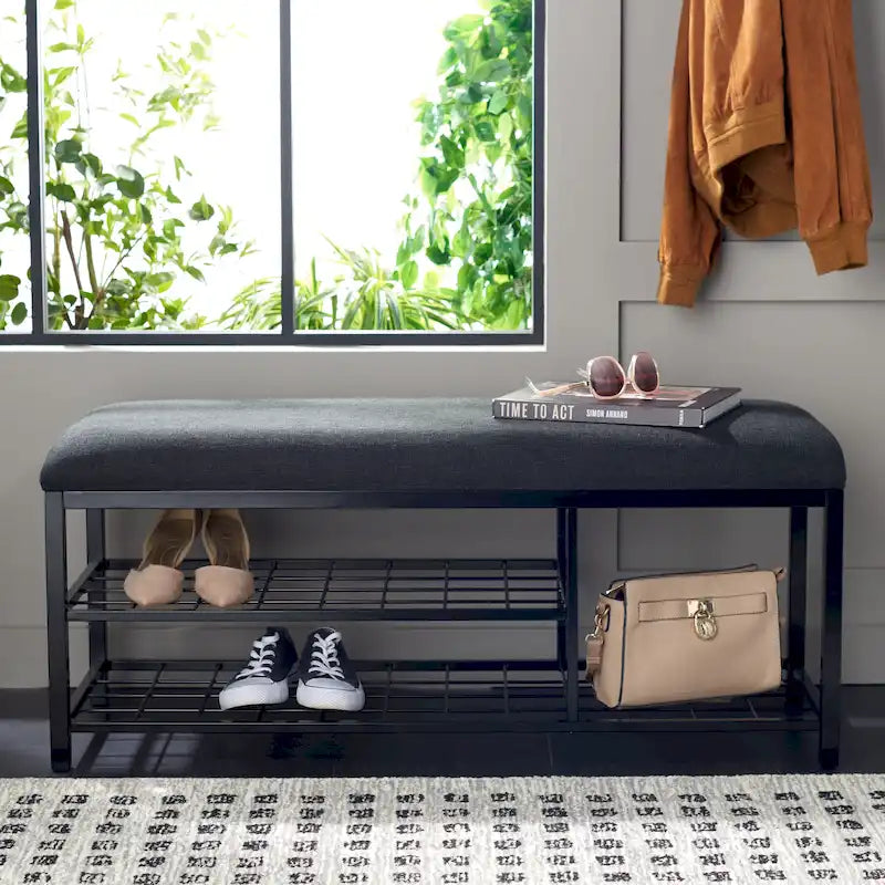 Banc à étagères ouvertes avec coussin - 42 L x 15 P x 18 H