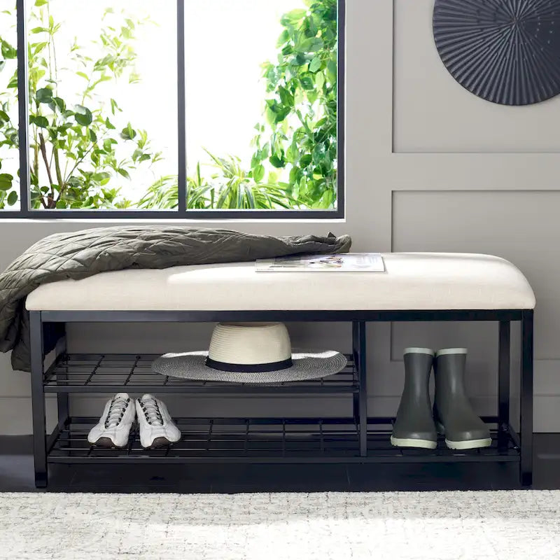 Banc à étagères ouvertes avec coussin - 42 L x 15 P x 18 H