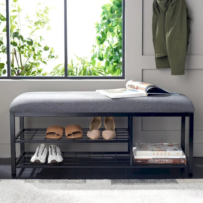 Banc à étagères ouvertes avec coussin - 42 L x 15 P x 18 H