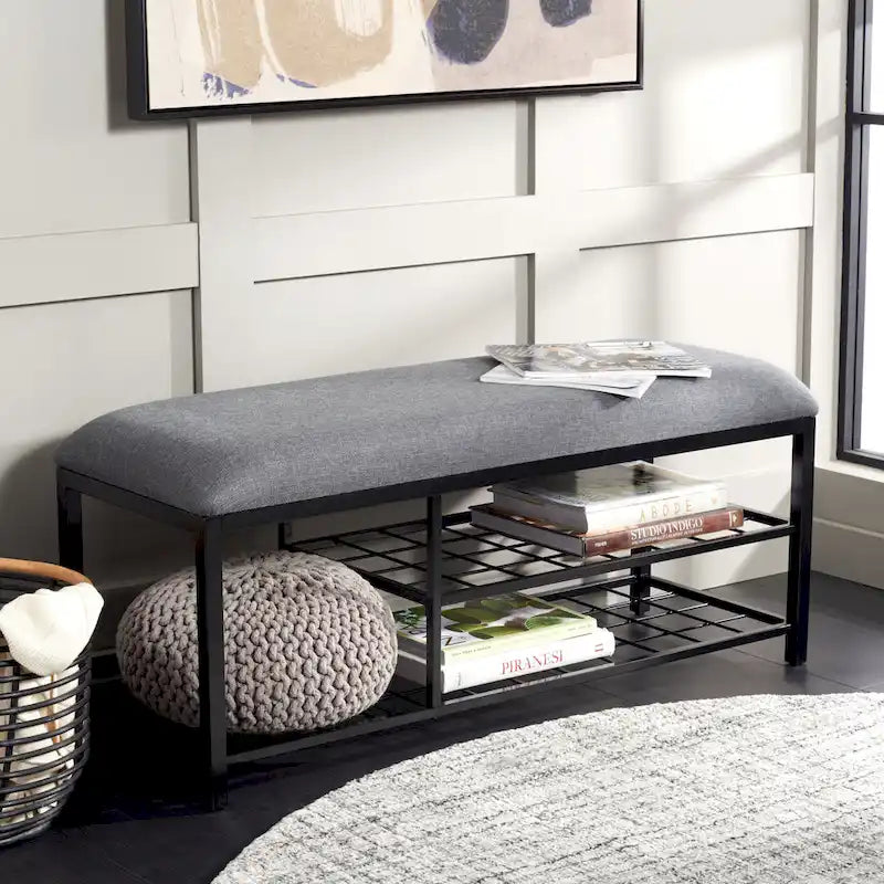 Banc à étagères ouvertes avec coussin - 42 L x 15 P x 18 H