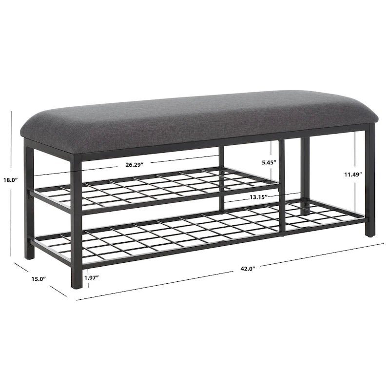 Banc à étagères ouvertes avec coussin - 42 L x 15 P x 18 H