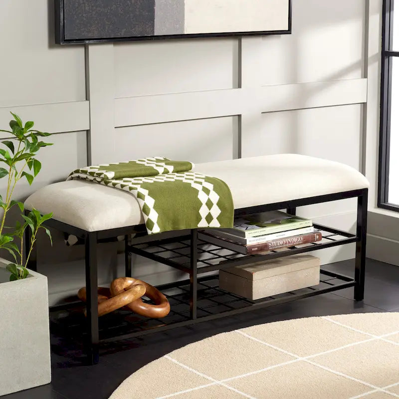 Banc à étagères ouvertes avec coussin - 42 L x 15 P x 18 H