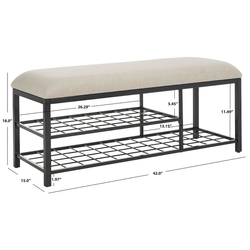 Banc à étagères ouvertes avec coussin - 42 L x 15 P x 18 H