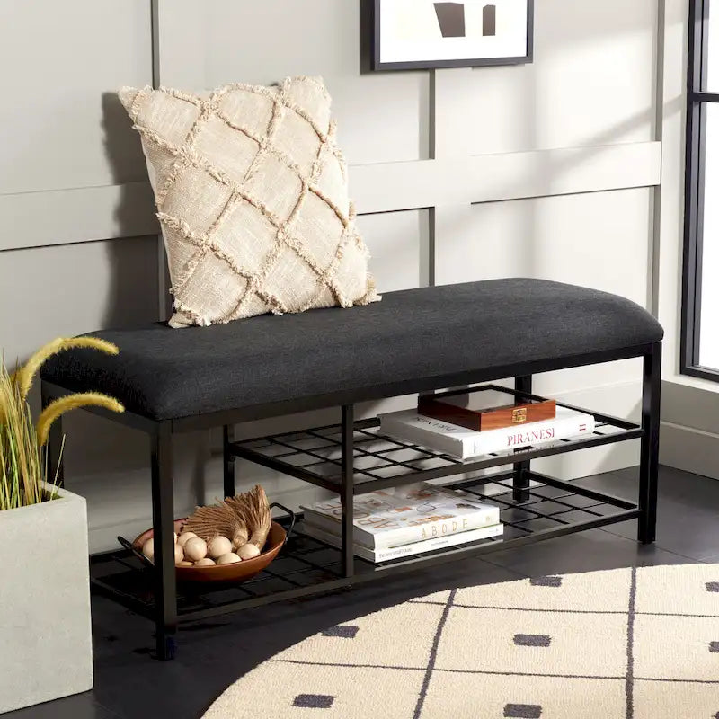 Banc à étagères ouvertes avec coussin - 42 L x 15 P x 18 H