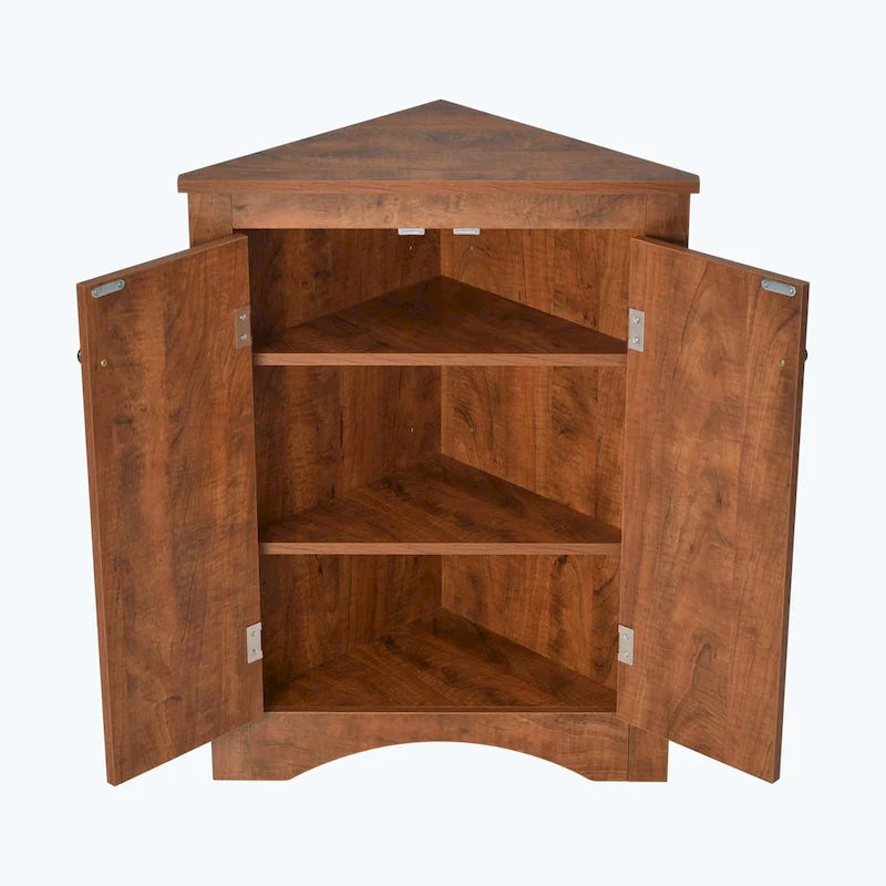 Meuble de rangement d'angle pour salle de bain avec étagères réglables