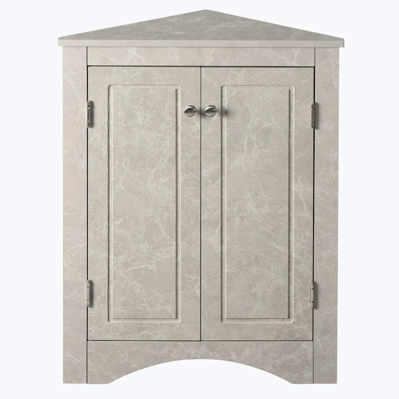 Meuble de rangement d'angle pour salle de bain avec étagères réglables