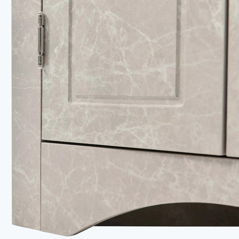 Meuble de rangement d'angle pour salle de bain avec étagères réglables