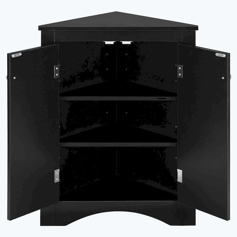 Meuble de rangement d'angle pour salle de bain avec étagères réglables