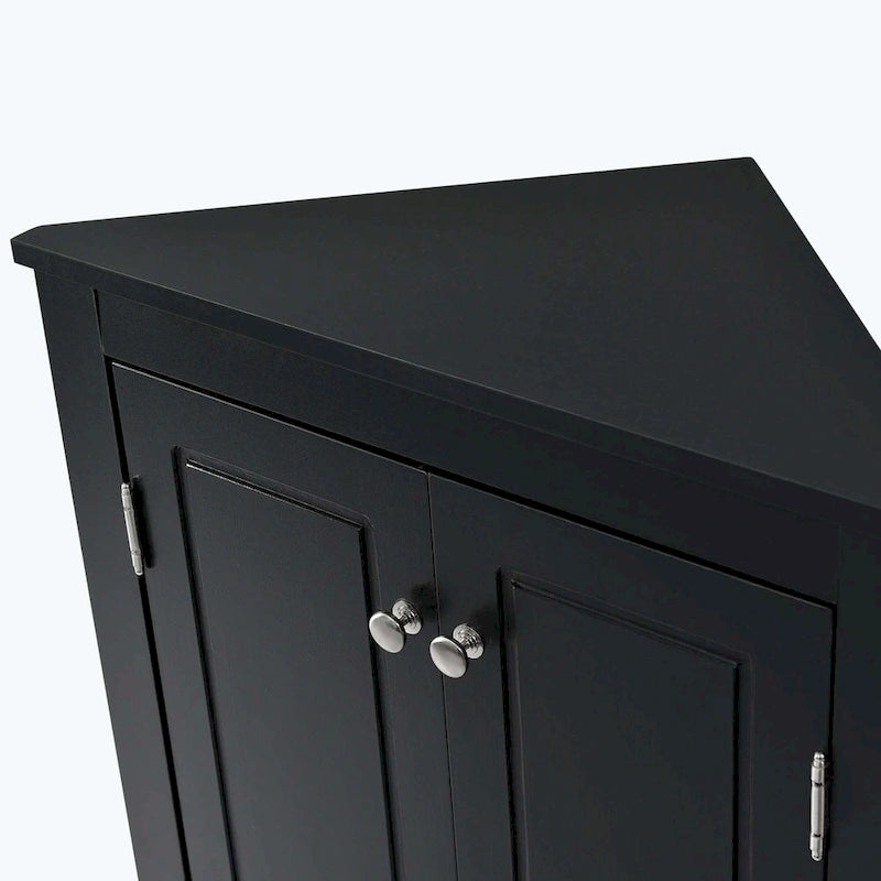 Meuble de rangement d'angle pour salle de bain avec étagères réglables