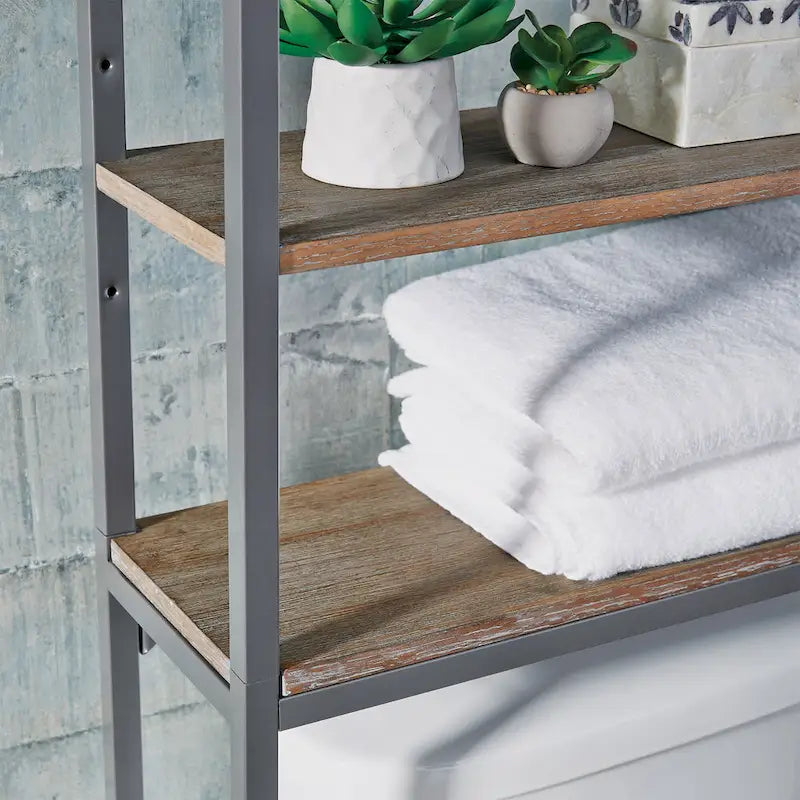Étagère de toilette grise avec étagères réglables