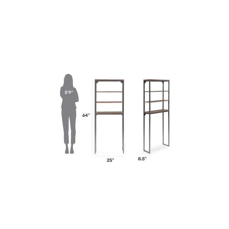 Étagère de toilette grise avec étagères réglables