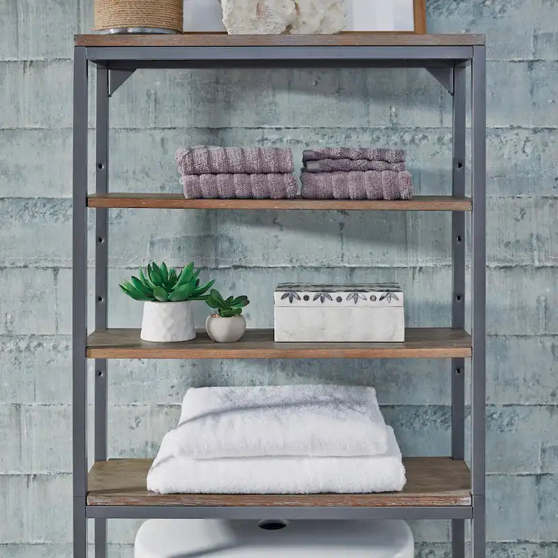 Étagère de toilette grise avec étagères réglables