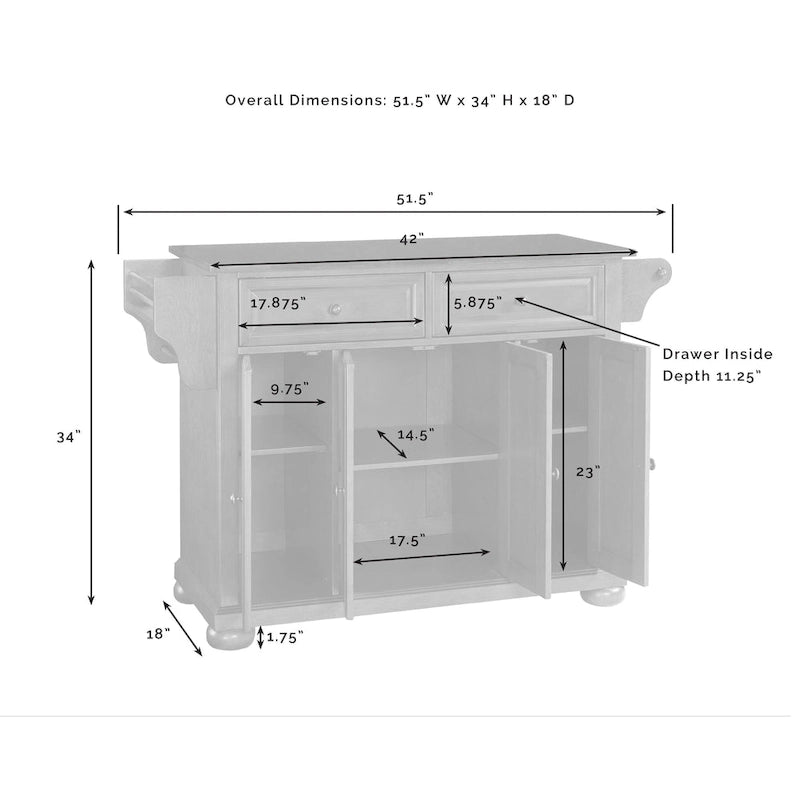 Îlot de cuisine mobile avec plateau en granit – 45,7 P x 130,8 L x 86,4 H cm