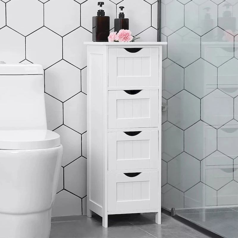 Meuble de rangement de salle de bain fin à 4 tiroirs