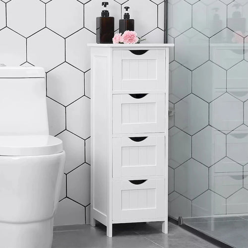 Meuble de rangement de salle de bain fin à 4 tiroirs
