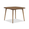 Table à manger de 102 cm, plateau carré, bords arrondis, structure en bois, marron