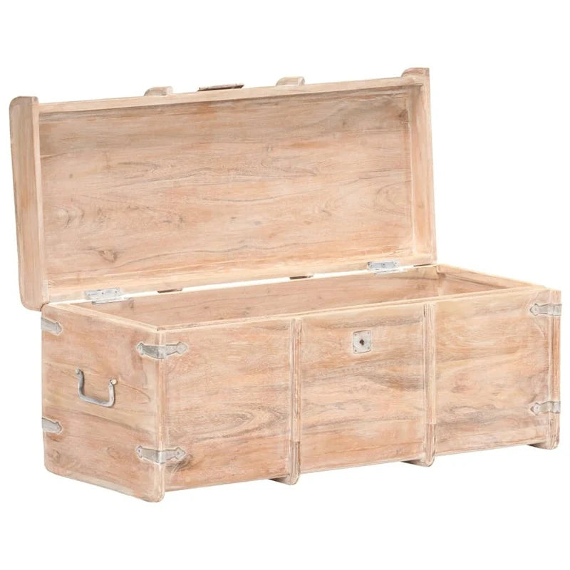 Coffre de rangement avec loquet pour chambre à coucher en bois d'acacia massif