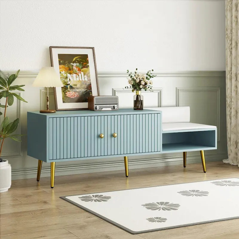 Banc à chaussures moderne avec compartiment caché et coussin rembourré