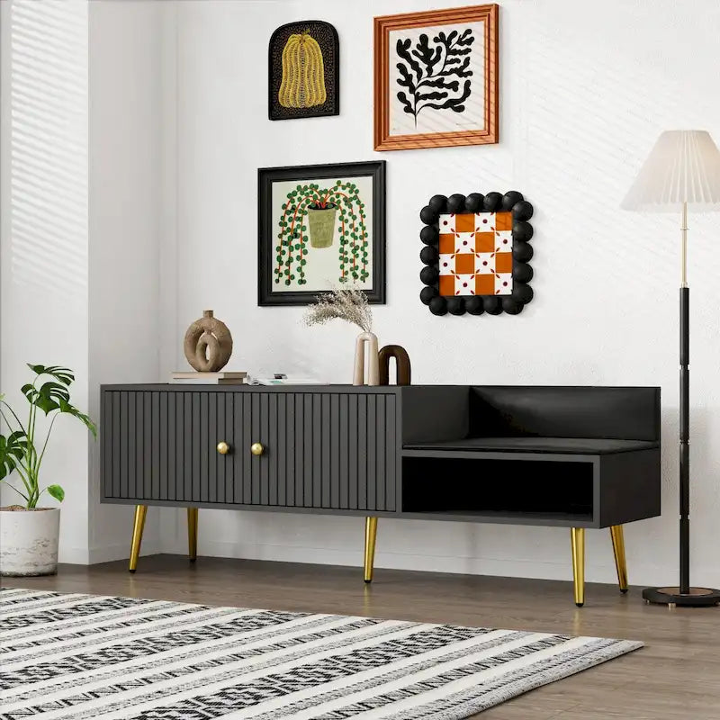 Banc à chaussures moderne avec compartiment caché et coussin rembourré