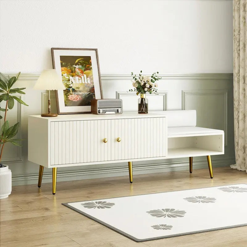 Banc à chaussures moderne avec compartiment caché et coussin rembourré