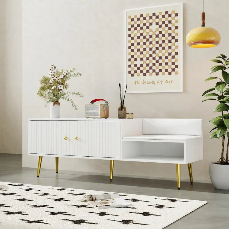 Banc à chaussures moderne avec compartiment caché et coussin rembourré