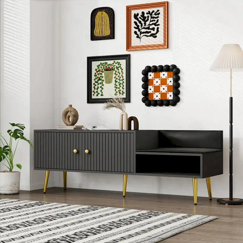 Banc à chaussures moderne avec compartiment caché et coussin rembourré