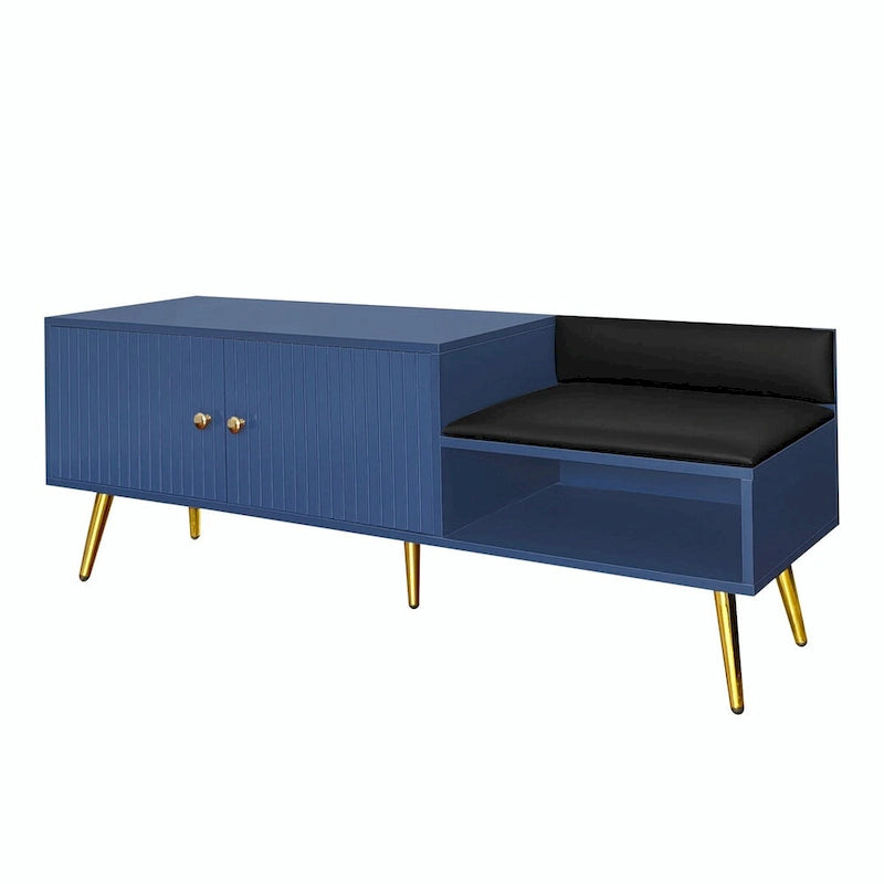 Banc à chaussures moderne avec compartiment caché et coussin rembourré