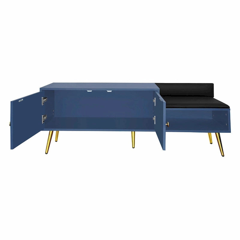 Banc à chaussures moderne avec compartiment caché et coussin rembourré