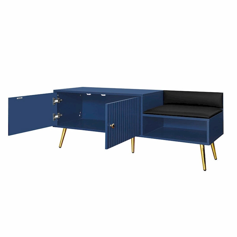 Banc à chaussures moderne avec compartiment caché et coussin rembourré