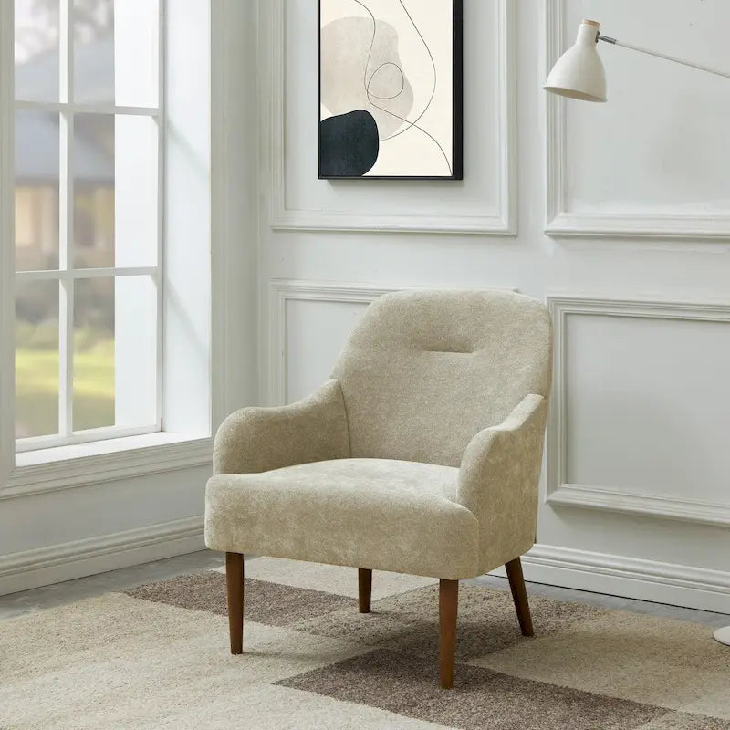 Fauteuil chenille, chaise d'appoint de style moderne avec pieds en bois, design confortable pour salon, chambre, bureau