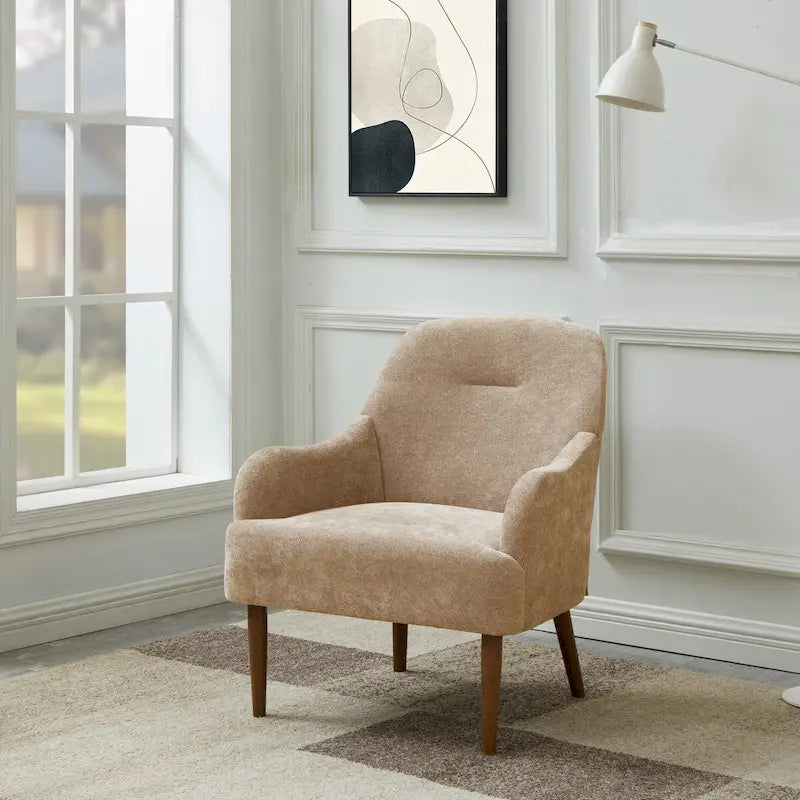 Fauteuil chenille, chaise d'appoint de style moderne avec pieds en bois, design confortable pour salon, chambre, bureau