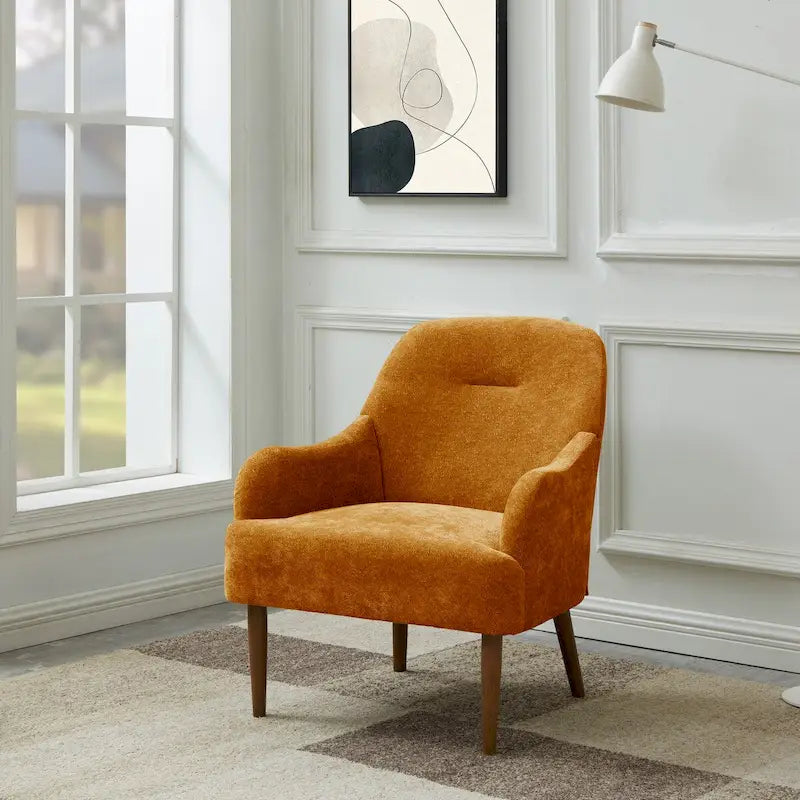 Fauteuil chenille, chaise d'appoint de style moderne avec pieds en bois, design confortable pour salon, chambre, bureau