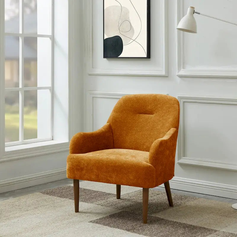 Fauteuil chenille, chaise d'appoint de style moderne avec pieds en bois, design confortable pour salon, chambre, bureau