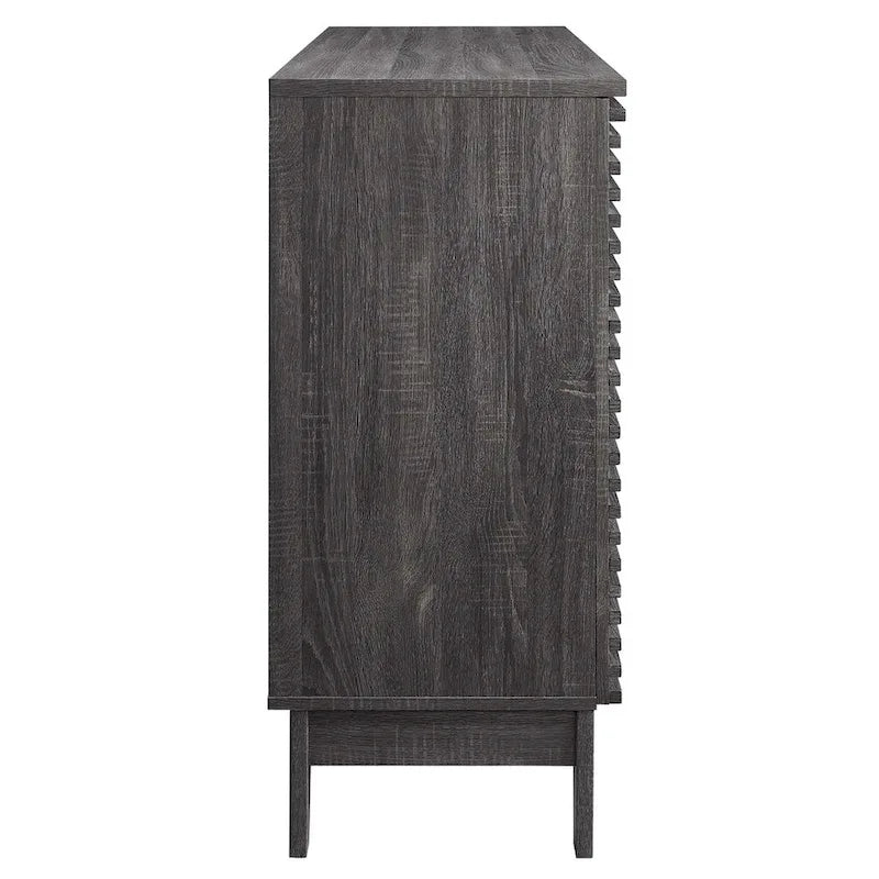 Meuble bar noyer Mid-Century avec porte-bouteilles et étagères ajustables