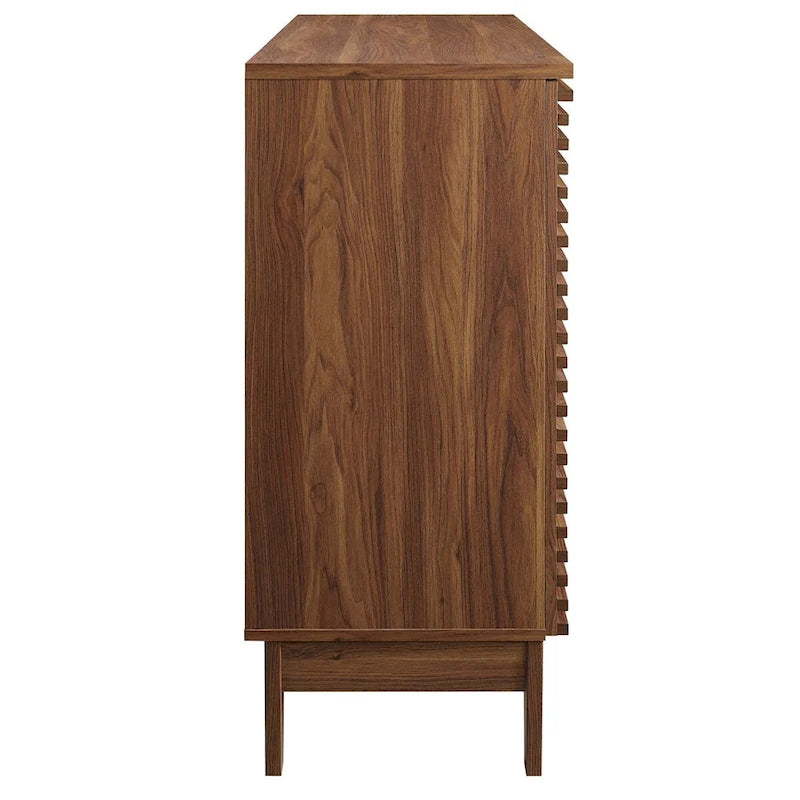 Meuble bar noyer Mid-Century avec porte-bouteilles et étagères ajustables