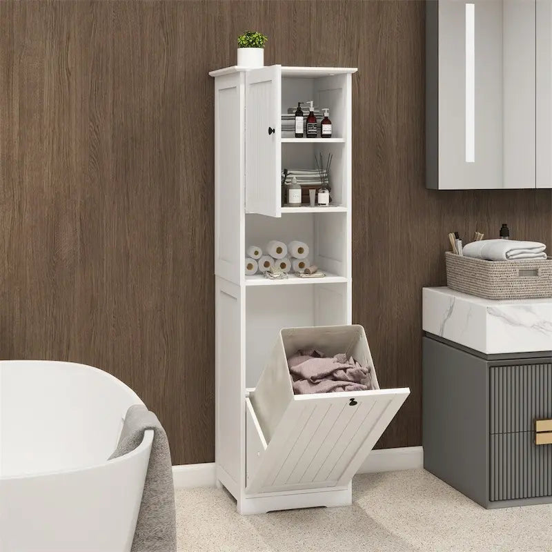 Meuble de tri de linge à un compartiment et une porte basculante