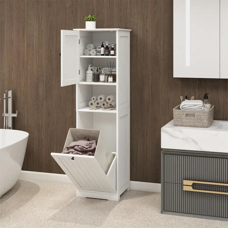 Meuble de tri de linge à un compartiment et une porte basculante