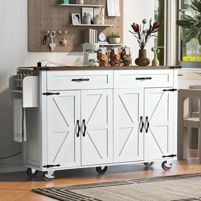 53,5Îlot de cuisine de style champêtre avec prise électrique