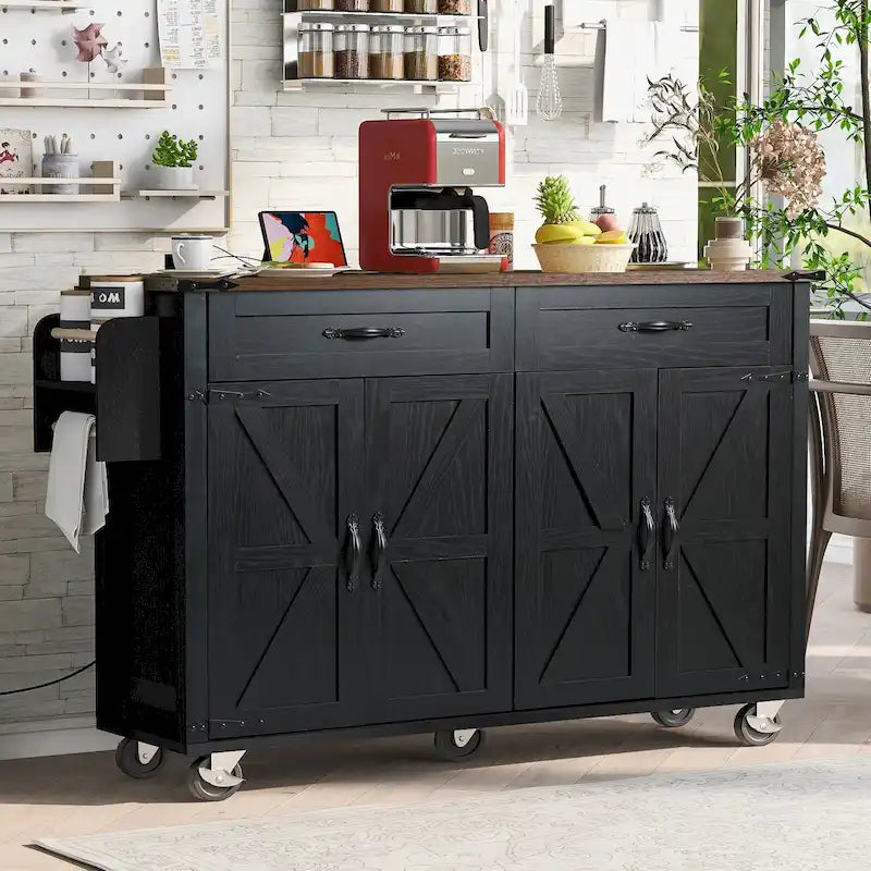53,5Îlot de cuisine de style champêtre avec prise électrique