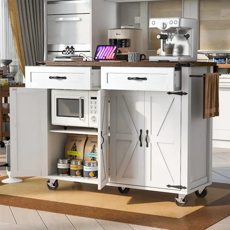 53,5Îlot de cuisine de style champêtre avec prise électrique