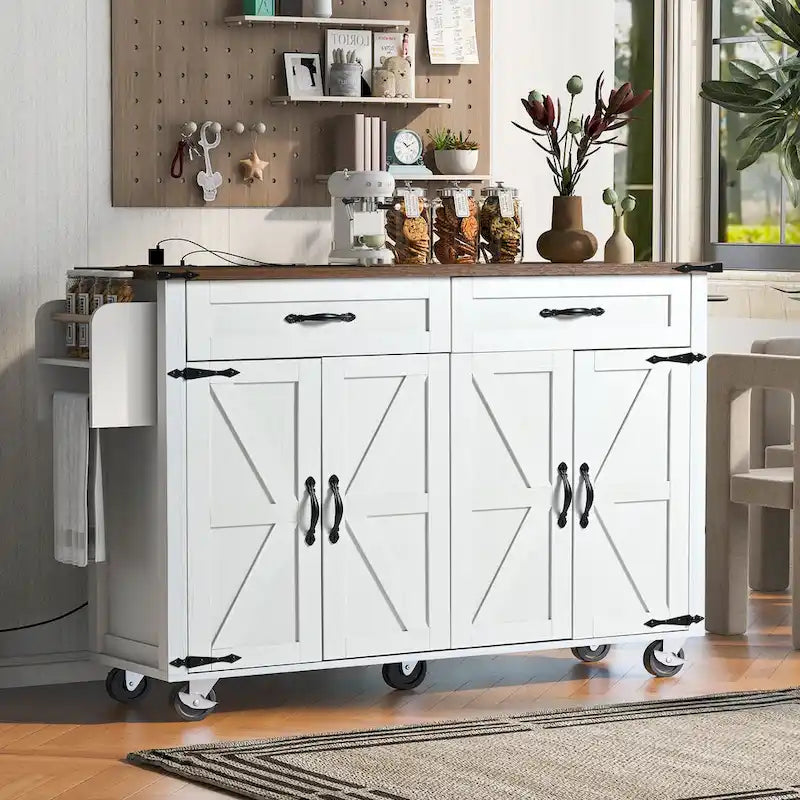53,5Îlot de cuisine de style champêtre avec prise électrique